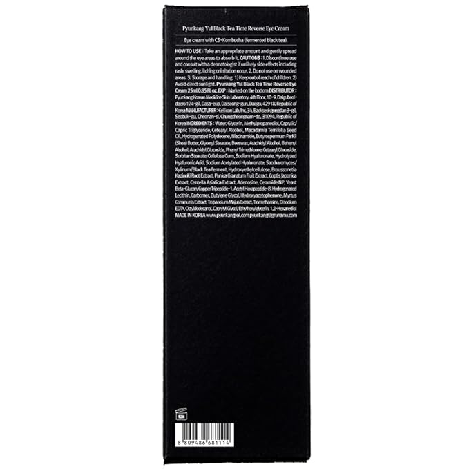 Pyunkang Yul PKY Black Tea Time Reverse Eye Cream, Hyaluronic Acids, Ceramide Rich Nourishment, Moisture Barrier and Peptides Increasing Skin Elasticity, Fermented Black Tea 0.85 fl.oz.
