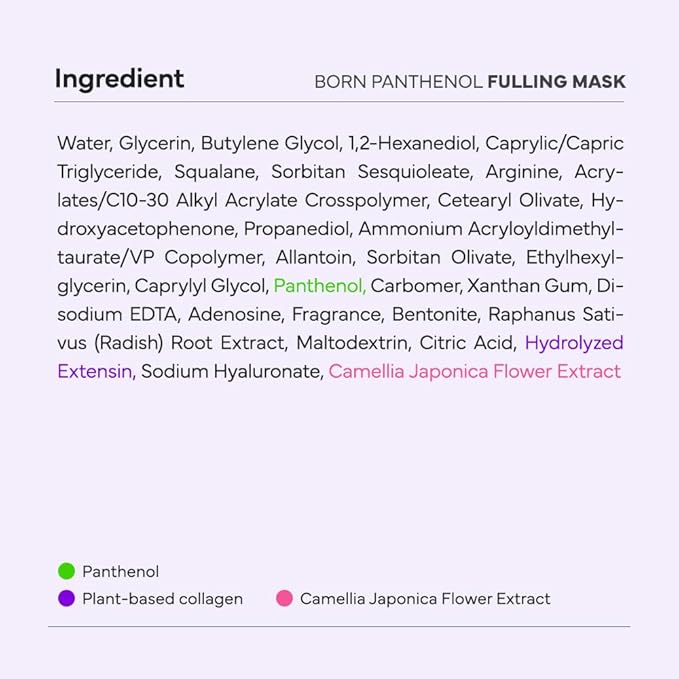 SAM'U Born Panthenol Fulling Mask – Korean Facial Sheet Mask with Plant-based collagen & Squalane For Nourishing care – Hydration & Nutrition Face Mask, Korean Glass Skin Care Face Mask (5 Sheets)