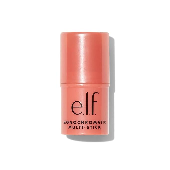 e.l.f. モノクロマティック マルチスティック、トラベルサイズ、クリーミーでなじみやすい目元・口元・頬用カラー、ヴィーガン&クルーエルティフリー、グリマリング グアバ、0.17オンス