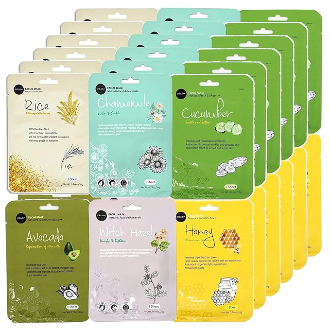 Celavi Essence Facial Face Mask K-Beauty Skincare Korea Skin Care Moisturizing (6 of each) B Set