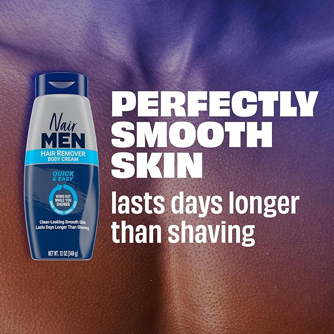 Nair Men Hair Remover Body Cream,Quick and Easy Body Hair Removal Cream for Men,Aloe and Lanolin,Dermatologist Tested,12 Oz,(Pack of 2)