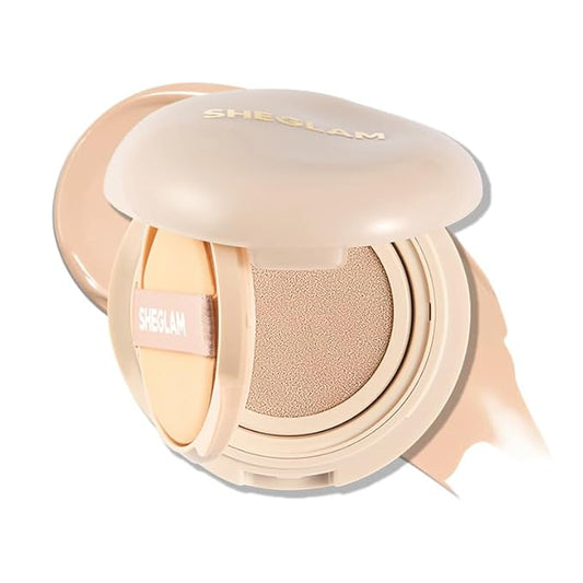 SHEGLAM Lock & Go Long-Lasting Cushion Foundation Soft Matte Weightless Waterproof for Flawless Base Makeup-Chantilly