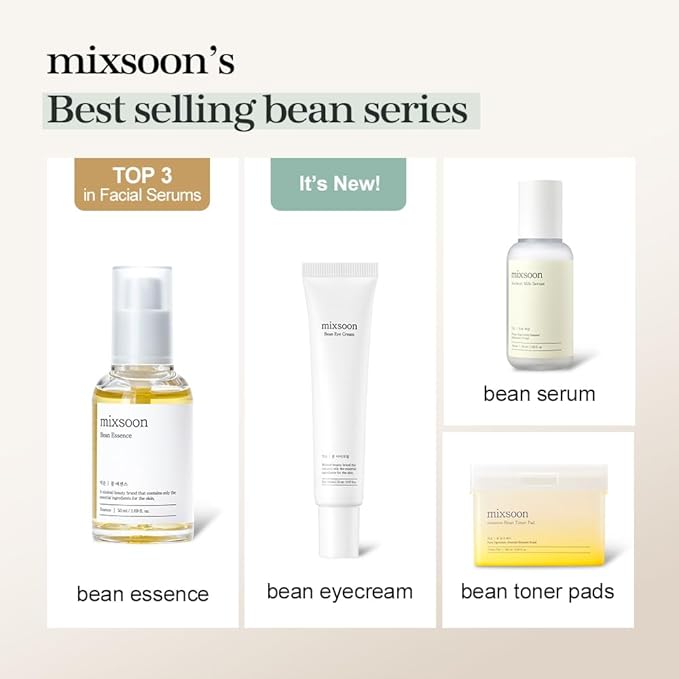 mixsoon Bean Eye cream - Nourishing and Firming for Dark Circles, Puffiness, Fermented Bean and Peptide Complex Niacinamide 20ml / 0.67 fl.oz. Korean Glass Skin Care