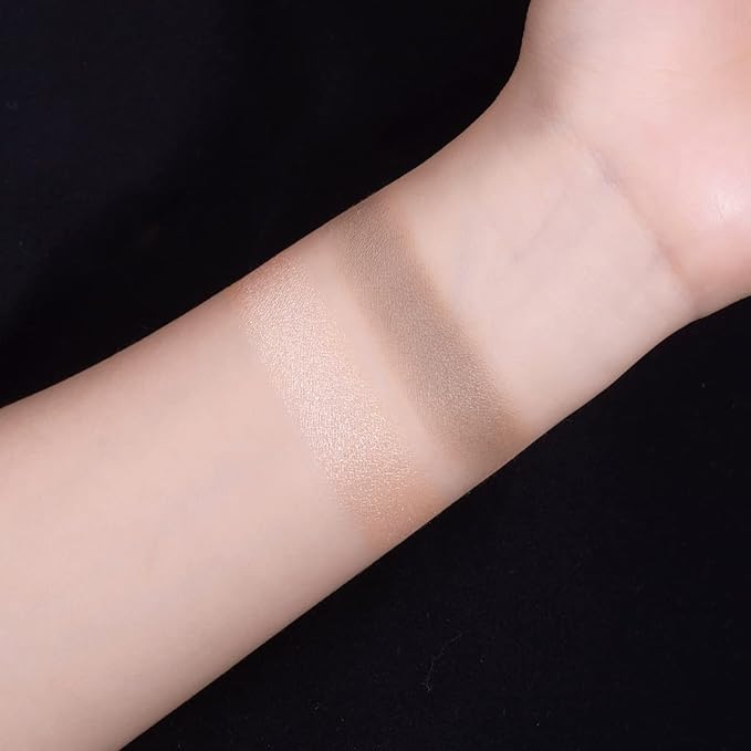 ELLESY Highlighter Makeup Palette Silky Texture Face Sculpting Highlighter Contouring Palette Lightweight Makeup Kit Grey Toned Natural Looking Contour Powder with brush-C01