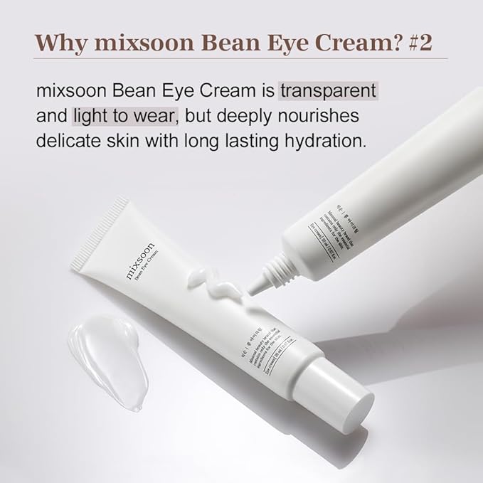 mixsoon Bean Eye cream - Nourishing and Firming for Dark Circles, Puffiness, Fermented Bean and Peptide Complex Niacinamide 20ml / 0.67 fl.oz. Korean Glass Skin Care