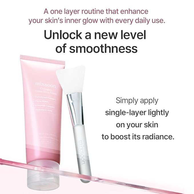 mixsoon Collagen Glass Skin Mask - Hydrating and Firming Collagen Wrapping Peel Off Mask, Low Molecular Face Mask, Radiant Smooth Finish for Glowing Skin 80ml / 2.71 fl.oz. Korean Glass Skin Care