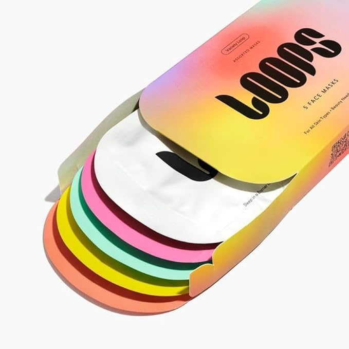 LOOPS バラエティ ループキット - あらゆる肌の瞬間に最適なハイドロゲルフェイスマスク - ループ フェイスマスク - 保湿、デトックス、修復、鎮静、若返り用マスク5枚 - 全ての肌タイプ、5個入り
