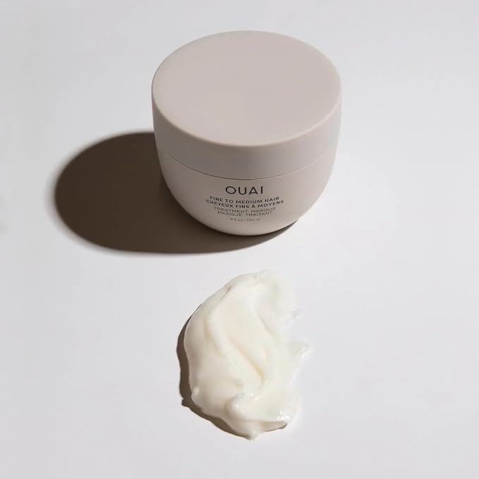 OUAI ファインからミディアムヘアトリートメントマスク - 髪の毛を補修し、輝きを高める保湿ヘアマスク - シアバター、ケラチン、パンテノール配合 - パラベン、フタル酸エステル、硫酸塩不使用 (8液量オンス)