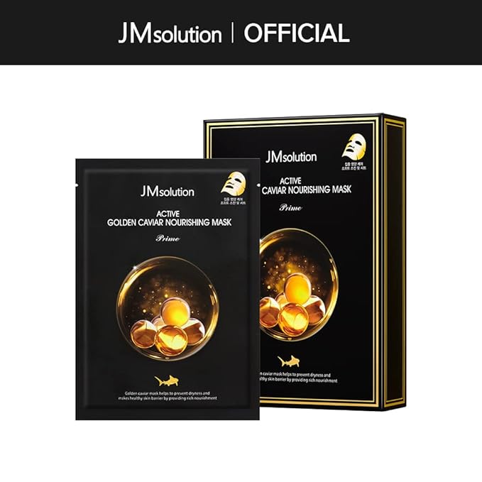 JMsolution アクティブゴールデンキャビア栄養マスク - 韓国スキンケアフェイスマスク - キャビアエキス配合 - コラーゲンエッセンス - 全ての肌タイプに 10枚入り