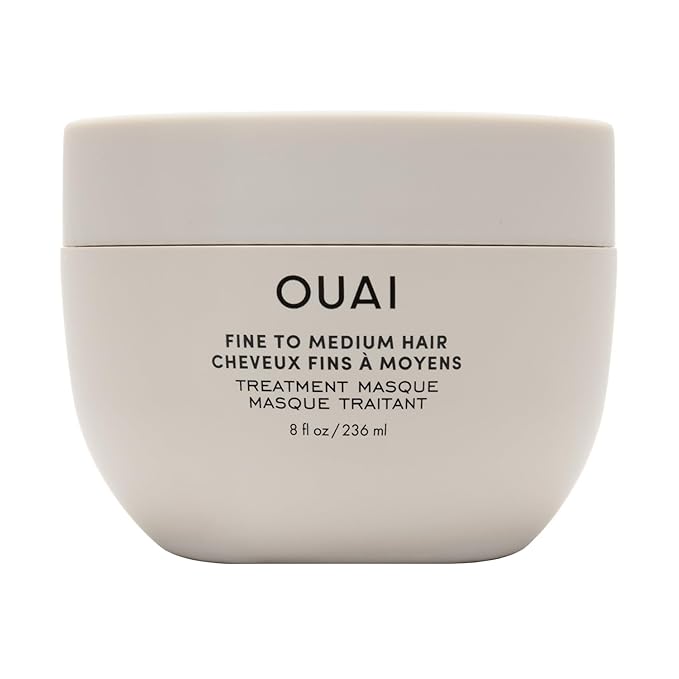 OUAI ファインからミディアムヘアトリートメントマスク - 髪の毛を補修し、輝きを高める保湿ヘアマスク - シアバター、ケラチン、パンテノール配合 - パラベン、フタル酸エステル、硫酸塩不使用 (8液量オンス)