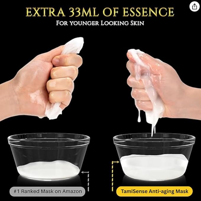 33ml Essence Best Moisturizing Face Mask For Korean Skincare - Sheet Masks with 33ml Serum Vitamin B Complex Rice Extract Collagen & Face Moisturizer for women men (20 Masks)
