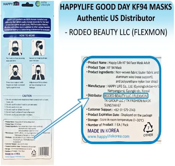 [Happy Life] Premium 3D Black KF94 Face Mask, Good Day, Individual Pack Made in Korea (6)