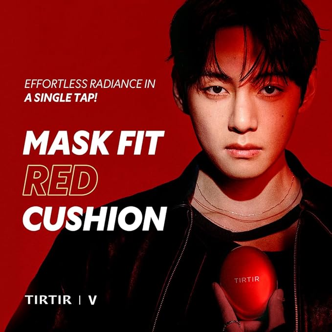 [*Mini Size*] TIRTIR Mask Fit Red Cushion Foundation | Full coverage, Weightless, Skin fit, Satin Glow Finish, Korean Makeup, beauty, Tattoo cover up, Buildable (#27C Cool Beige, 0.15 Fl Oz)