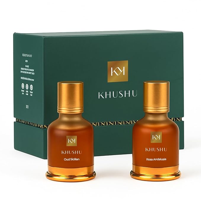 ローザ・アンダルシア＆シチリアンウード – プレミアムアラビックパフュームオイルセット（各20ml） – ロイヤルローズ、ウード、サフランの香りが長続きする、アルコールフリーの男女兼用フレグランス