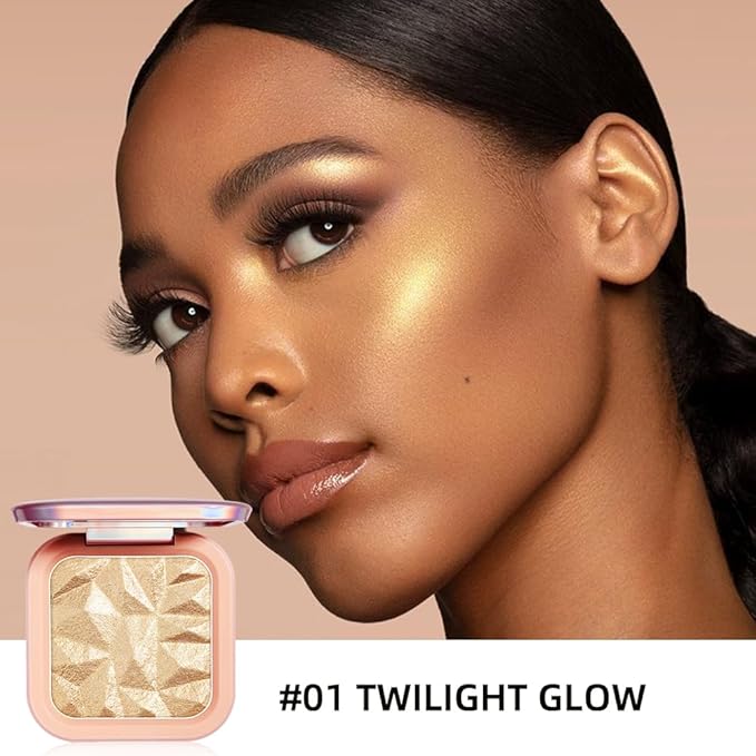 ELESSY Highlighter Makeup Palette Face Highlighter Palette Long Lasting Face illuminator Makeup Palette Shimmer Highlighter Powder Suit All Skin Tones-TWILIGHT GLOW