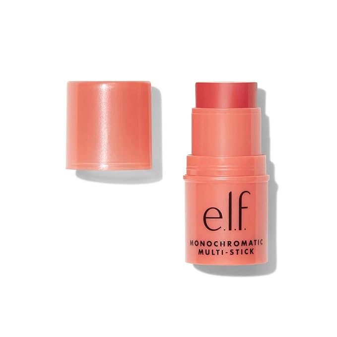 e.l.f. モノクロマティック マルチスティック、トラベルサイズ、クリーミーでなじみやすい目元・口元・頬用カラー、ヴィーガン＆クルーエルティフリー、グリマリング グアバ、0.17オンス