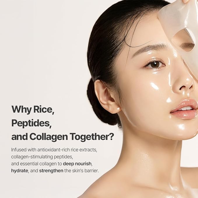 NACIFIC Rice Pepta Collagen Gel Face Mask (Rice Peptide) 4EA Set, Hydrogel Care for All Skin Types, Hydrating, Firming, Elasticity, Glass Glow Skin, Korean Beauty