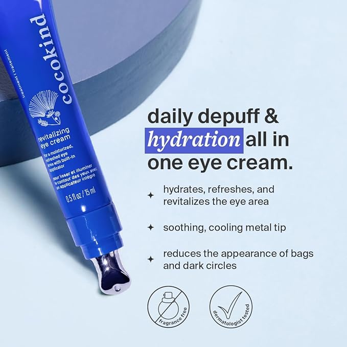 Cocokind Revitalizing Eye Cream | Soothing, Cooling Metal Applicator Tip | Hydrate, Depuff & Reduce Fine Lines and Wrinkles | Firmer and Brighter Looking Under Eye Area | 0.5 Fl Oz, 3 Pack