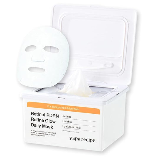 パパレシピ レチノール PDRN リファイン グロウ デイリーマスク (30枚) - 韓国製肌活性化フェイスマスク、アンチエイジング - 鎮静、保湿効果、敏感肌向け