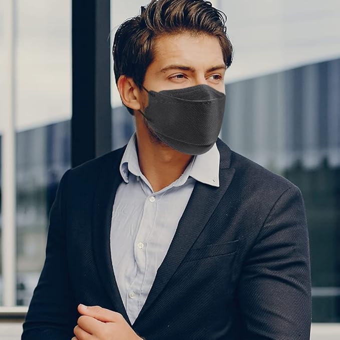 [20 Masks] KF94 Black Face Mask | 4 Re-Sealable Packs of 5 | Made in Korea