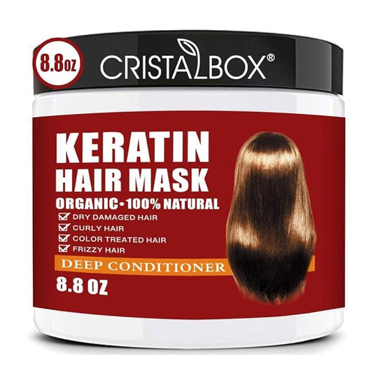 ケラチンヘアマスク、ケラチンヘアトリートメント 250g 乾燥して傷んだ髪用ヘアマスク、ディープコンディショニングヘアトリートメントマスク 傷んだ髪の根元を補修、天然ディープコンディショナー 保湿ヘアケアギフト