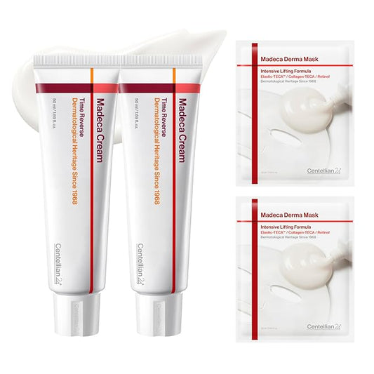 CENTELLIAN 24 Madeca Cream Time Reverse 50ml (2pcs) + Intensive Lifting Mask (2ea) Signature Edition - Cica Anti Aging for Wrinkles, Firming and Centella Asiatica for Sensitive Skin, Korean Skin Care