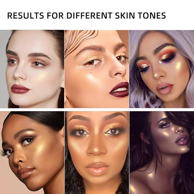 ELESSY Highlighter Makeup Palette Face Highlighter Palette Long Lasting Face illuminator Makeup Palette Shimmer Highlighter Powder Suit All Skin Tones-TWILIGHT GLOW