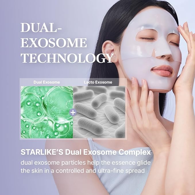 starlike コラーゲンハイドロゲルフェイスマスク I 5枚入り (1.41オンス x 5) I デュアルエクソソーム＆アズレン配合 I 189Da 超低分子コラーゲン I 韓国製シートマスク ディープハイドレーション、リバイタライジングケア、リフレッシュされた肌へ