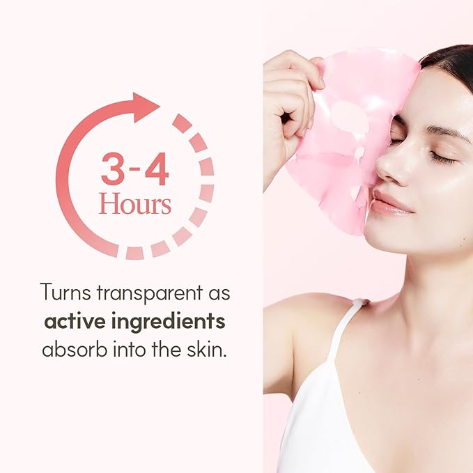 The Face Shop ローズPDRNピンクコラーゲンフェイスマスク、韓国ガラス肌エッセンシャル、保湿＆肌の弾力性のためのヒアルロン酸、引き締め、4枚入り