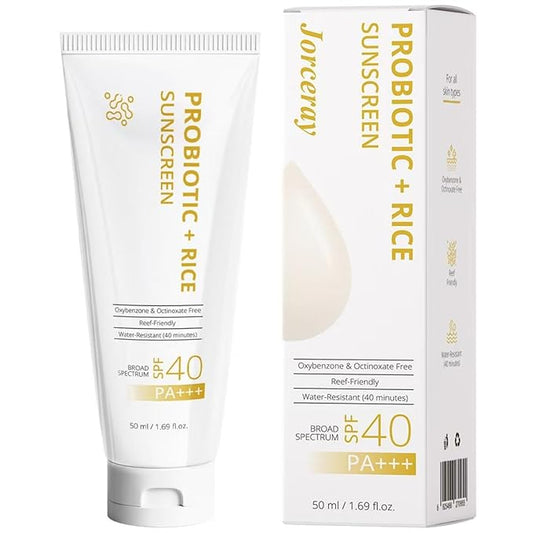 Rice + Probiotics Organic Sunscreen, Relief Sun Organic SPF40+ Sunscreens for Face and Body, Nourishing Skin Protection and UV Defen, Skin Care Sunscreen for All Types