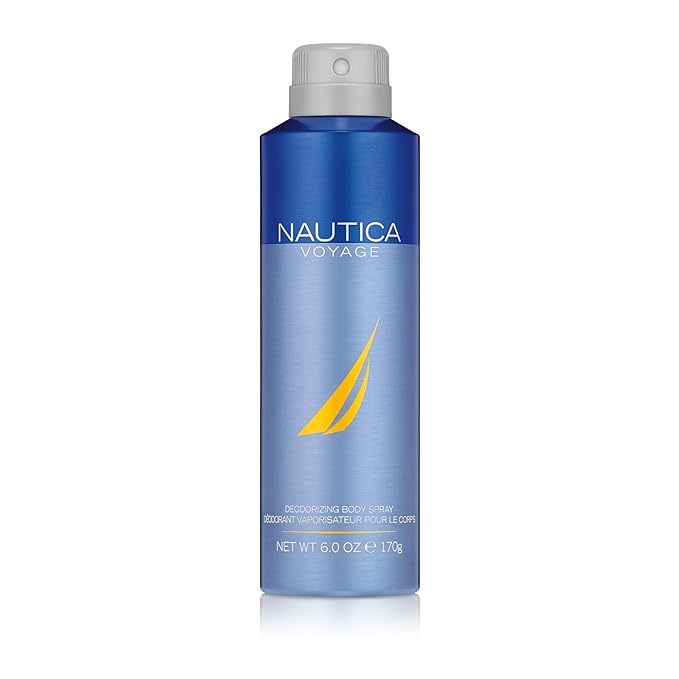 Nautica Voyage Deo Body Spray 6 fl oz (Pack of 1), Notes of Apple, Cedarwood, Mimosa, Men's Fragrance, Long Lasting, Everyday Fragrance