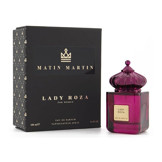 Matin Martin Lady Roza - Luxury Arabian Perfume for Women - Floral Fragrance with Notes of Bergamot, Rose, Vetiver, Cedar - Arabic Long Lasting Scent - Eau de Parfum - Travel Size - 3.4 oz EDP Spray