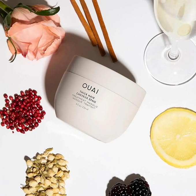 OUAI シックヘアーマスク - アーモンドオイル、オリーブオイル、加水分解ケラチン配合でダメージヘアを補修するディープコンディショニングヘアマスク - フタル酸エステル・パラベンフリー (236ml)