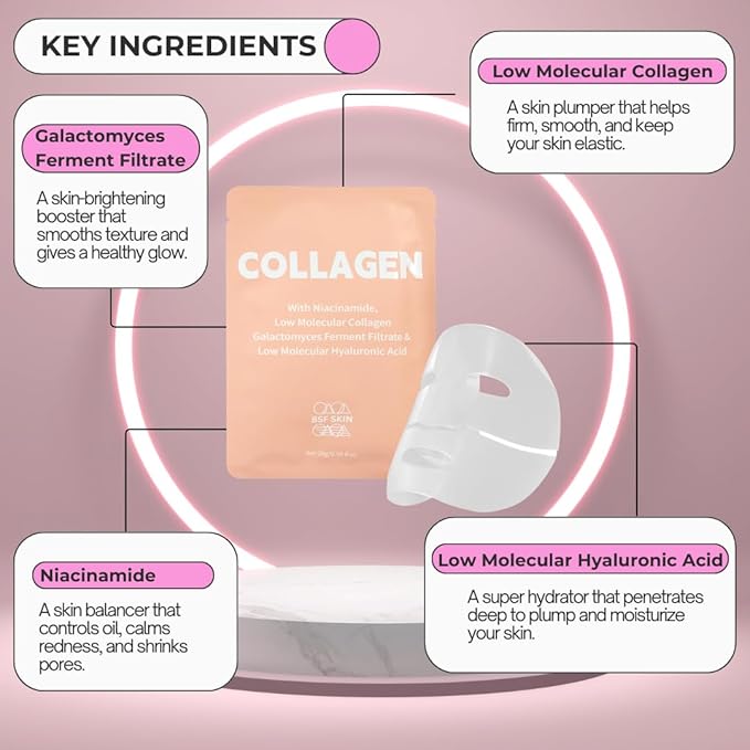 | Deep Collagen Hydrogel Face Mask With Niacinamide, Low Molecular Collagen, Galactomyces Ferment Filtrate, Low Molecular Hyaluronic Acid (28g x1ea)