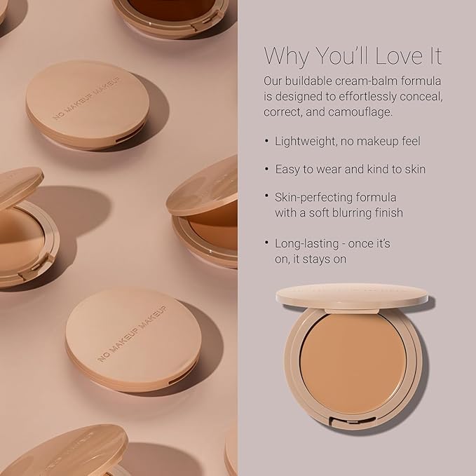 No Makeup Makeup Foundation, Weightless Cream-Balm Formula Conceals, Corrects and Camouflages with Skin-Tone Adaptive Flexshade Technology, Buildable, Long-Lasting, Cruelty-Free, Vegan, Tan