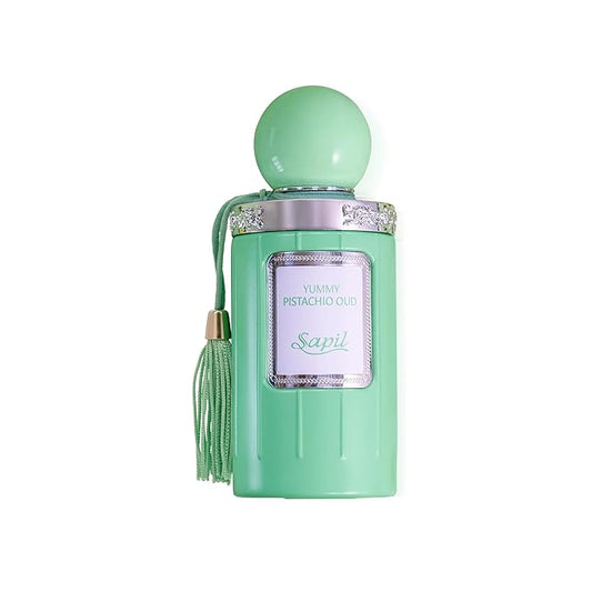 Sapil Yummy Pistachio Oud Eau de Parfum – Long Lasting Unisex Gourmand Floral Perfume | Pistachio, Jasmine & Vanilla Notes | Creamy Sweet Oud Fragrance | 3.4 oz / 100ml
