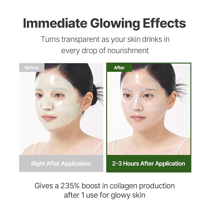 NACIFIC Collagen Gel Facial Mask (Green Tea Cica) 4EA Set, Hydrogel Care for All Skin Types, Hydrating, Firming, Elasticity, Pore Minimizing, Glass Glow Skin, Korean Beauty