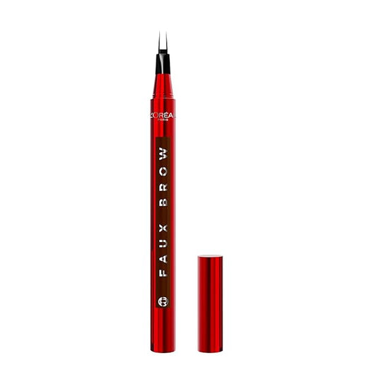 L'Oreal Paris Faux Brow, Hair-Like, Filling Eyebrow Pen with Double-Brush Tip, Fast & Precise Eyebrow Makeup, Brunette, 0.03 Fl Oz
