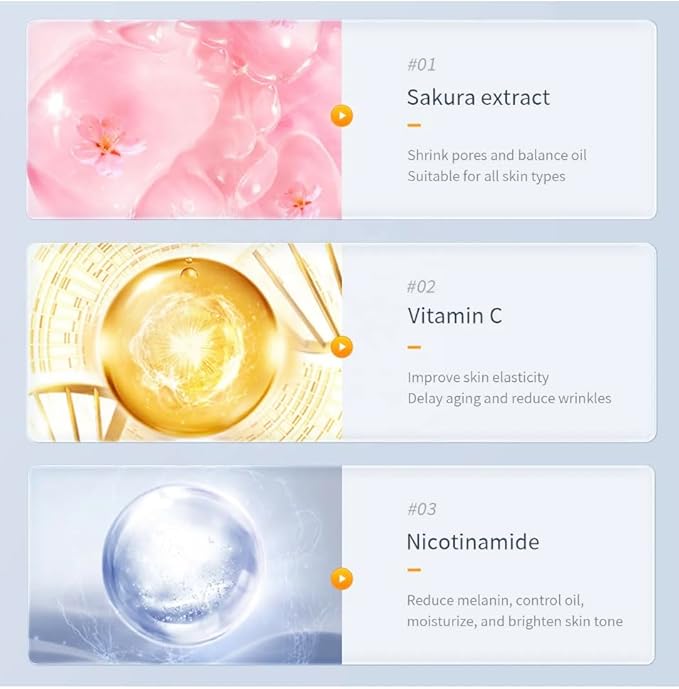 Sakura Brightening Sheet Mask (10 Pack) – Hydrating Face Masks with Sakura Extract & Arbutin – Helps Improve the Look of Dullness, Dark Spots & Uneven Tone – Gentle for Sensitive Skin