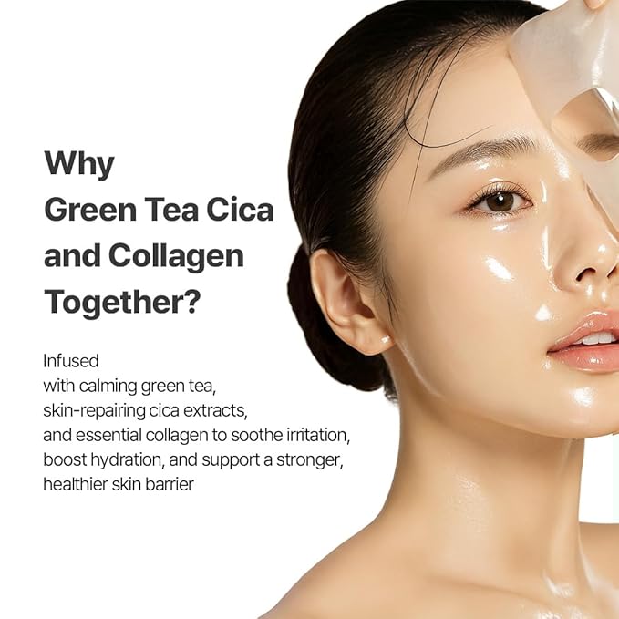 NACIFIC Collagen Gel Facial Mask (Green Tea Cica) 4EA Set, Hydrogel Care for All Skin Types, Hydrating, Firming, Elasticity, Pore Minimizing, Glass Glow Skin, Korean Beauty