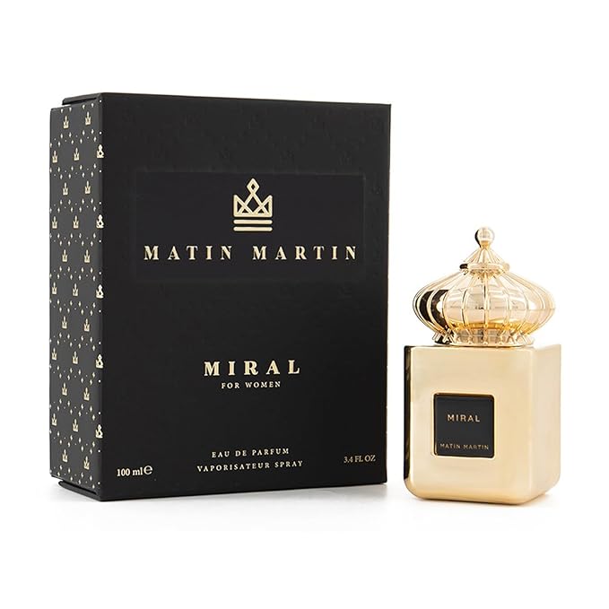 Matin Martin Miral - Luxury Arabian Perfume for Women - Oriental Fragrance with Notes of Pear, Orange, Mandarin, Jasmine, Tonka - Arabic Long Lasting Scent - Travel Size - 3.4 oz Eau de Parfum Spray