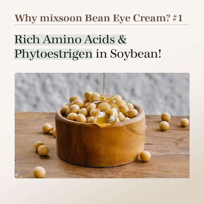 mixsoon Bean Eye cream - Nourishing and Firming for Dark Circles, Puffiness, Fermented Bean and Peptide Complex Niacinamide 20ml / 0.67 fl.oz. Korean Glass Skin Care