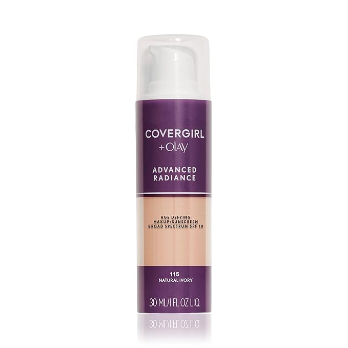 COVERGIRL Advanced Radiance Age Defying Foundation Makeup Natural Ivory, 1 oz (packaging may vary)