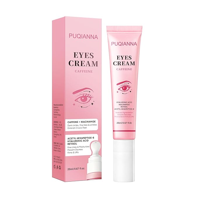 PUQIANA Eye Cream with Caffeine, Retinol & Acetyl Hexapeptide-8 - Anti-Aging, Hydrating, Lifting & Firming, Reduces Fine Lines & Wrinkles, Infused with Niacinamide & Hyaluronic Acid