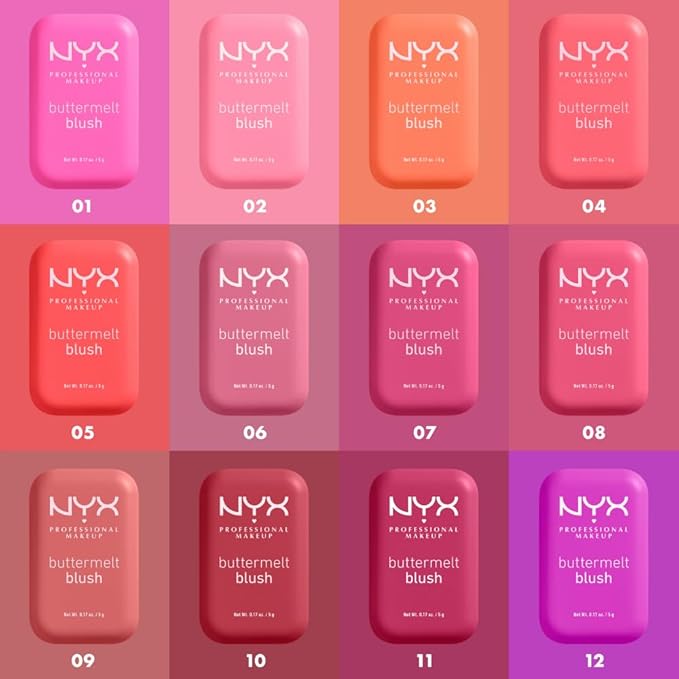 NYX PROFESSIONAL MAKEUP Buttermelt Powder Blush, Fade and Transfer-Resistant Blush, Up to 12HR Make Up Wear, Vegan Formula - For The Butta