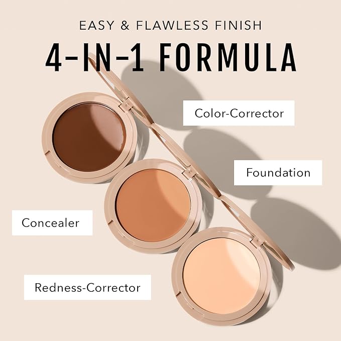 No Makeup Makeup Foundation, Weightless Cream-Balm Formula Conceals, Corrects and Camouflages with Skin-Tone Adaptive Flexshade Technology, Buildable, Long-Lasting, Cruelty-Free, Vegan, Tan