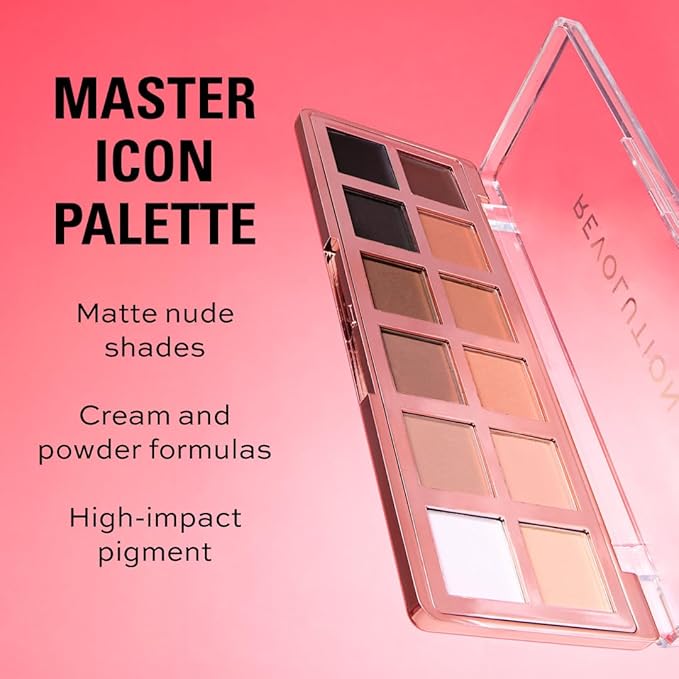 Revolution, The Master Icon Matte Nudes Palette, 12 Shades, High-Impact Pigment, Vegan & Cruelty-Free