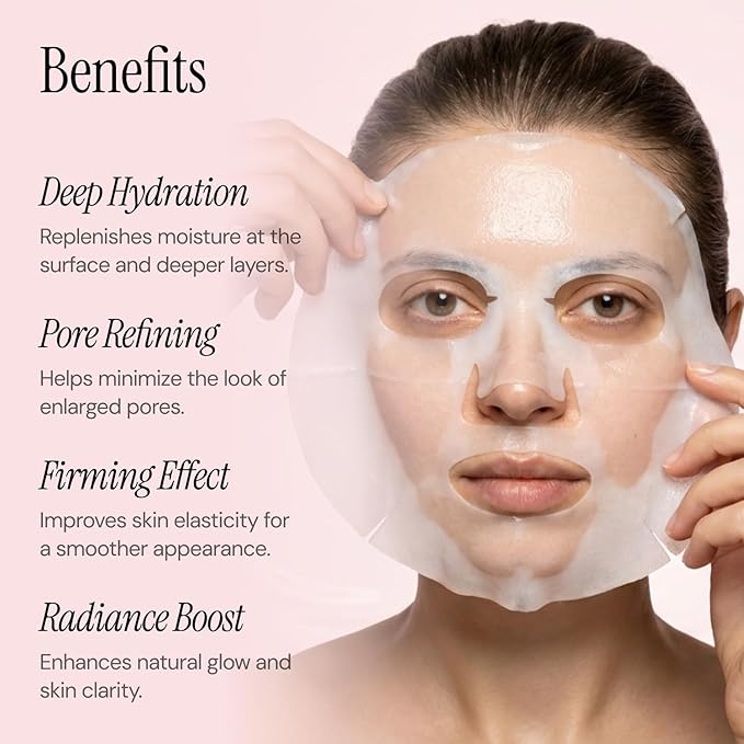 Trancend™ Real Deep Collagen Face Mask for Korean Skin Care – Hydrogel Sheet Mask, Overnight Hydrating Mask for Pore Minimizing, Elasticity & Firming, Bio Collagen Treatment - 39G (4 Count)