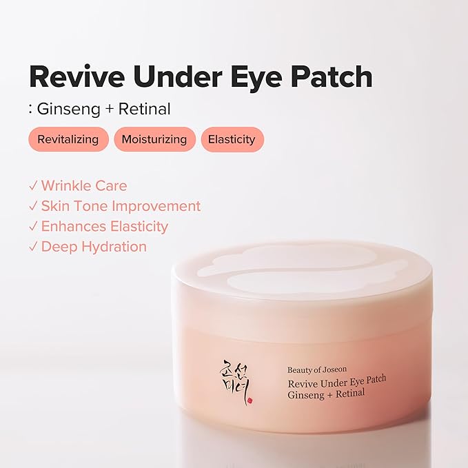 Beauty of Joseon Revive Eye Serum with Retinal Niacinamide (30ml, 1.01 fl.oz.) with Revive Ginseng Eye Patch (60 Sheets / 30 Pairs), Korean Skincare