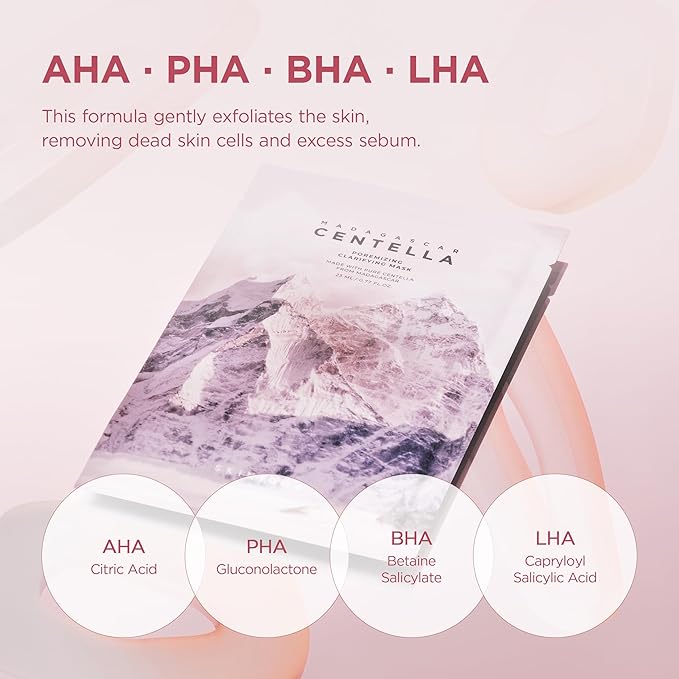 SKIN1004 Poremizing Clarifying Mask, Face Mask Skincare for Pore Elasticity, Pore Minimizer for face, Gentle Exfoliating Sheet Mask for Sebum & Impurities, Korean Skin Care, 0.84 fl oz / 23ml * 5ea